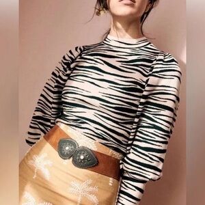 Sézane Denver Jumper Knit Sweater in Zebra, Sz Small, New without tags